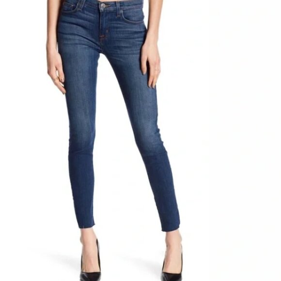 Hudson Natalie midrise Super Skinny Ankle crop fray raw hem jeans - Picture 1 of 12